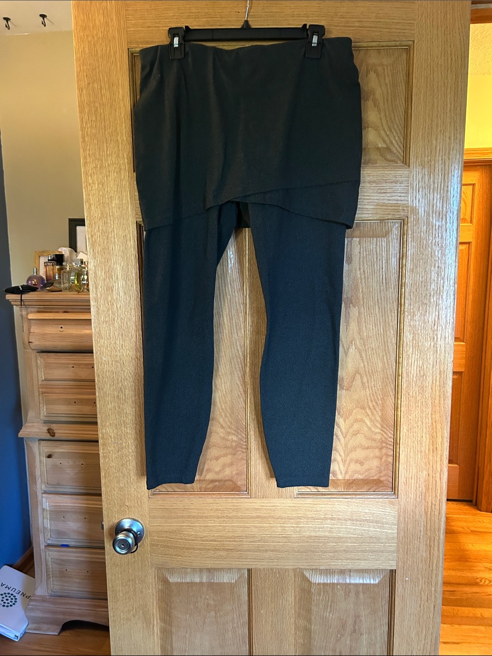 CAbi Black Skort Leggings with Wrap-Style Overlay